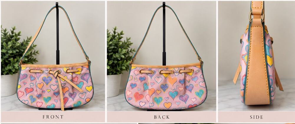 Vintage Y2K Dooney & Bourke Crayon Hearts Pink Shoulder Bag